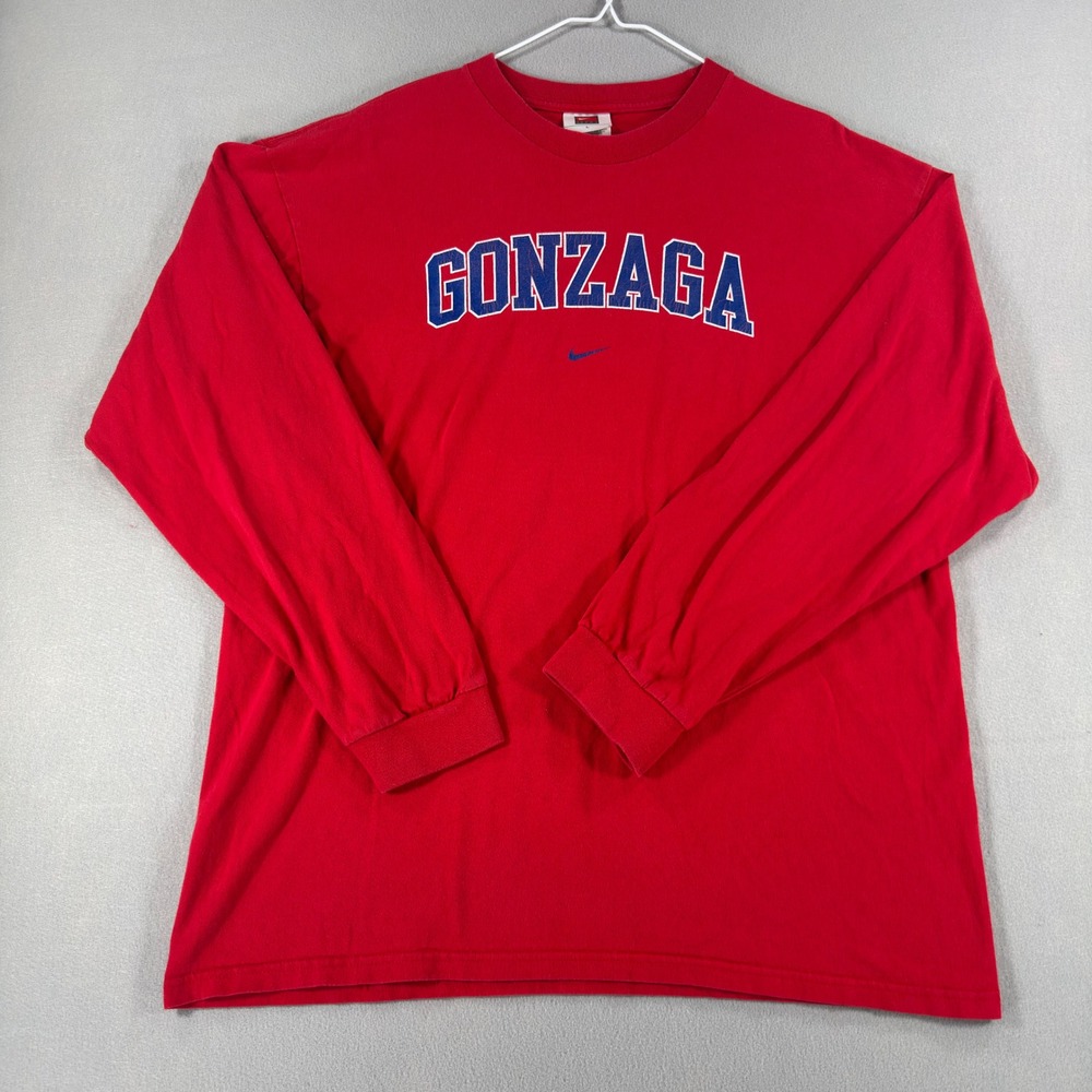 Nike Team Gonzaga Bulldogs Long Sleeve T-Shirt Red Mens Large NCAA Fan Gear